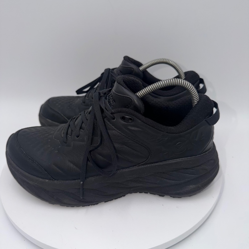 Hoka One One Bondi SR Black Leather Slip Resistant Work Sneakers Women's Size 9